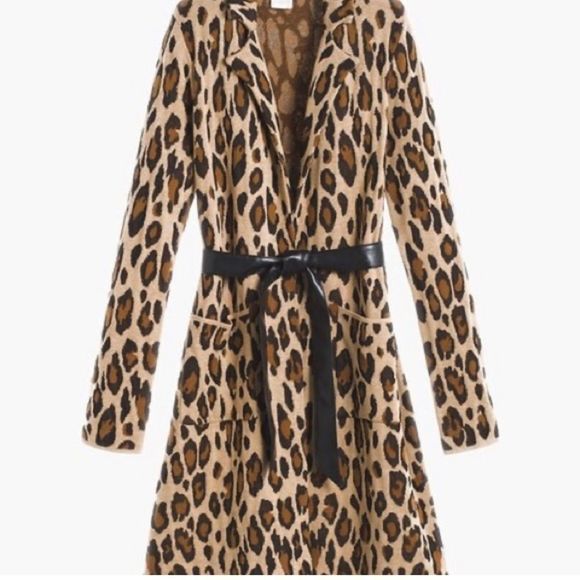 Chico’s Belted Animal Jacquard Mabel Cardigan Size 3 - Picture 4 of 12